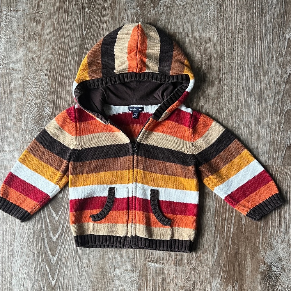 Gap Baby Striped Zip Up Hooded Sweater size 18-24m